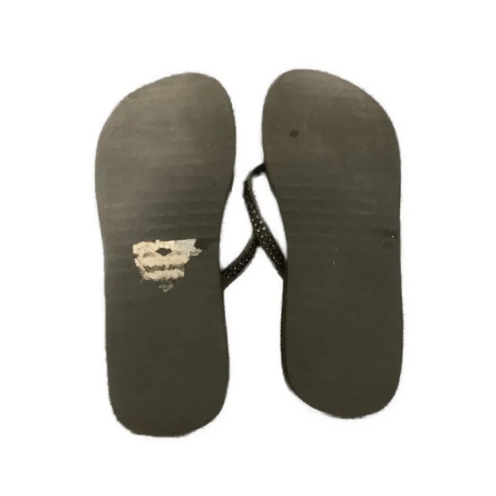 Yellow Box Jello Women’s Solid Black Rhinestone Thong Flip Flops Sandals 8
